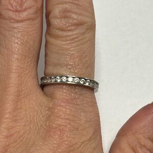 White CZ Silver Thin Band Size #7
